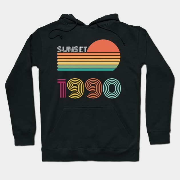 Sunset Retro Vintage 1990 Hoodie by Happysphinx